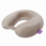 VIAGGI U Shape Round Memory Foam Soft Travel Neck Pillow for Neck Pain Relief Cervical Orthopedic Use Comfortable Neck Rest Pillow - Khaki